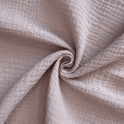 Ткань Муслин Жатый, цвет Пыльно-Розовый (на отрез)  в 