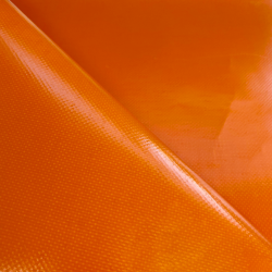 Ткань ПВХ 450 гр/м2, Оранжевый (Ширина 160см), на отрез  в 